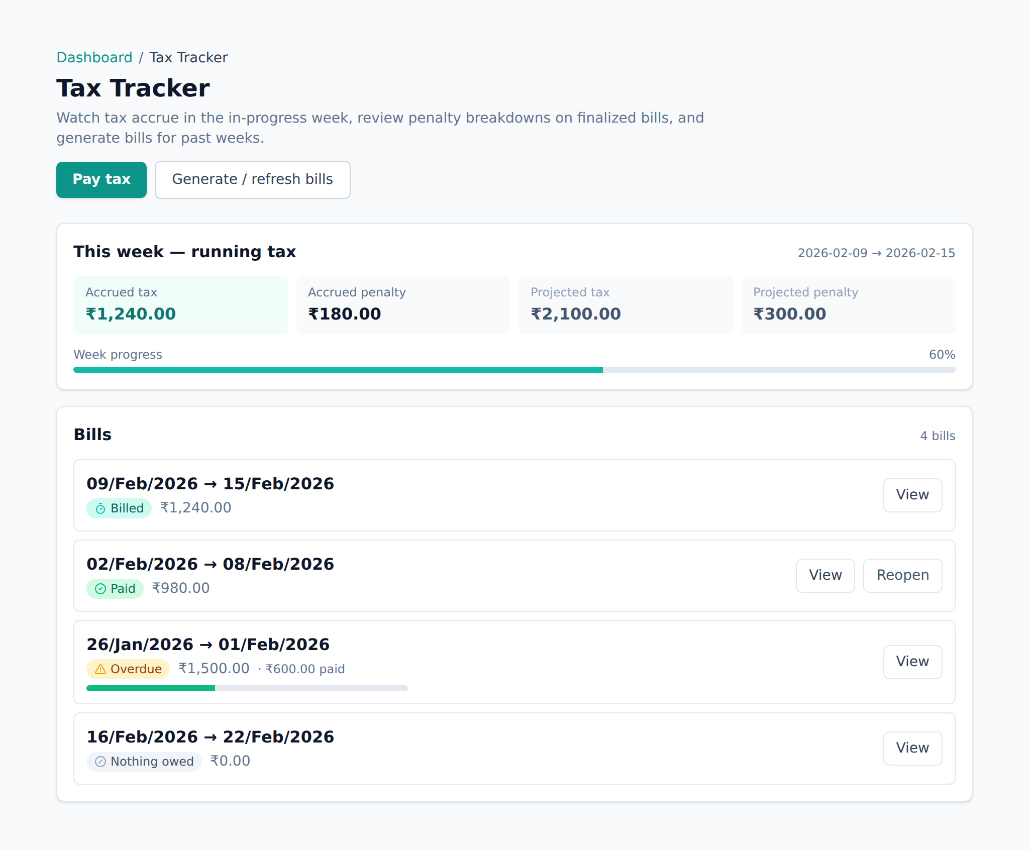 Aevum — Tax Tracker